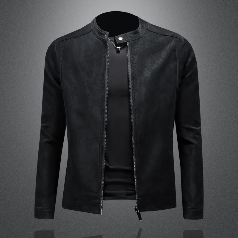 Genuine Mens Black Leather Biker Jacket