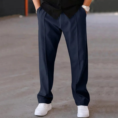Relaxed Fit Straight Leg Elastic Waist Pants - OutfitLondon