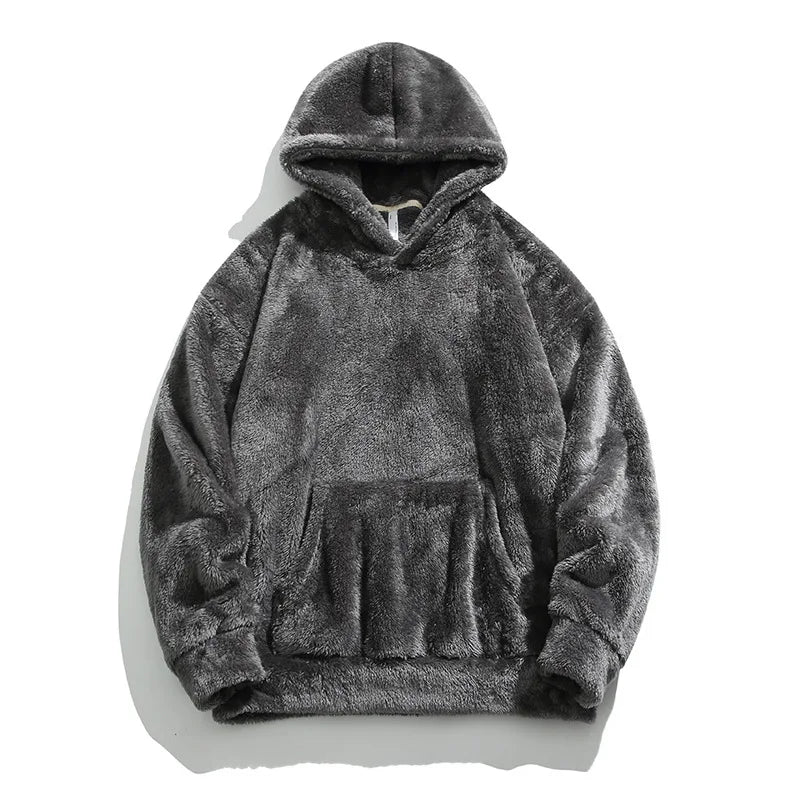 Mens Oversized Fleece Hoodie Soft Relaxed Fit Drawstring