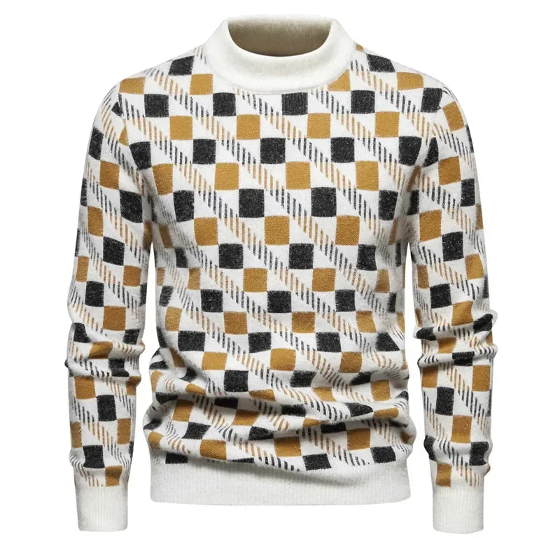 Faux Fur Crew Neck Men's Sweater