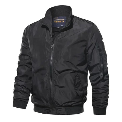 Slim Fit Leather Bomber Jacket