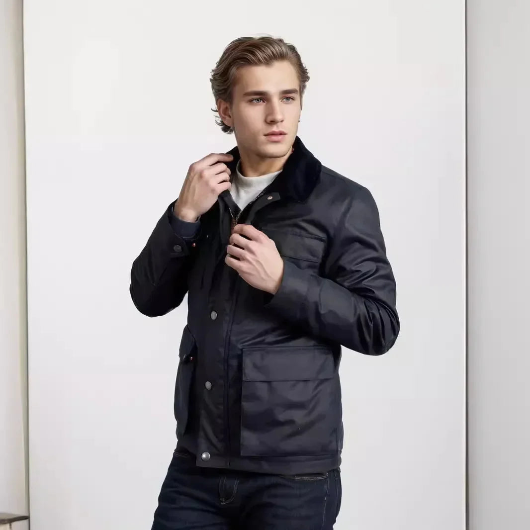 Classic Mens Bomber Jacket - Comfortable Multi Pocket Coat