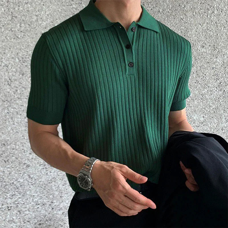 Stylish Horizontal Men's Polo Shirt – Relaxed Fit Tee - OutfitLondon