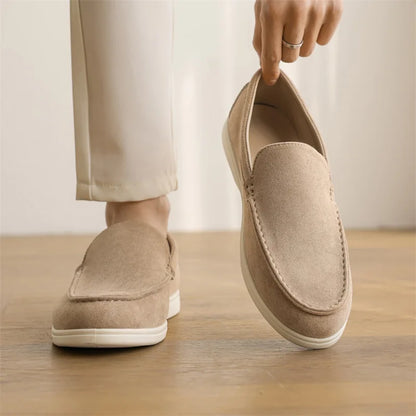 Men's Tan Leather Slip On Loafers - Soft Grip Shoes