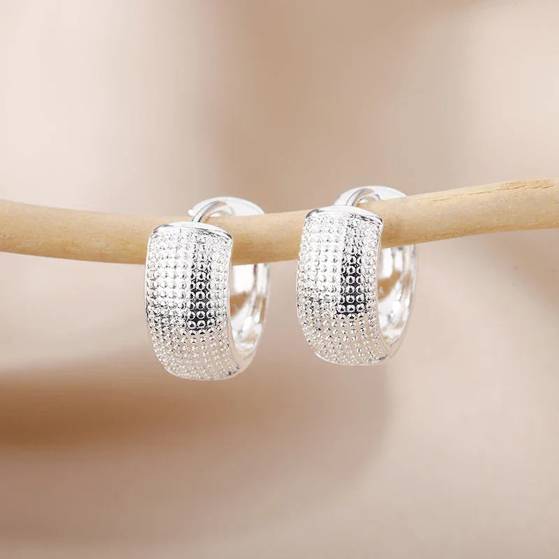 Sparkly Silver Small Huggie Earrings