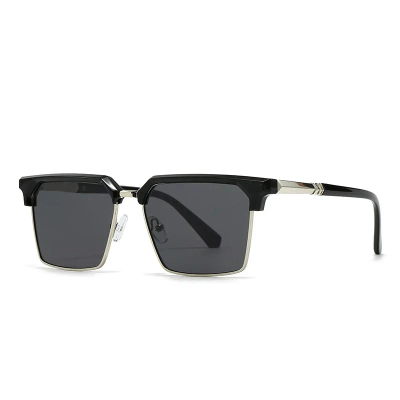 Unisex Square Sunglasses Retro Gradient UV400 Protection Gold Tone