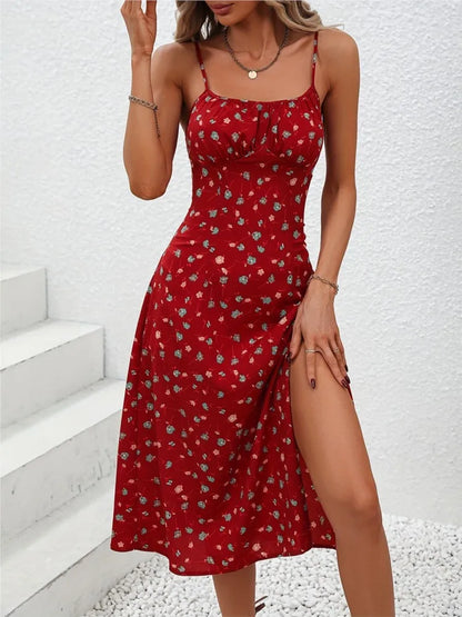 Simple Polka Dot Summer Dress with Thin Straps
