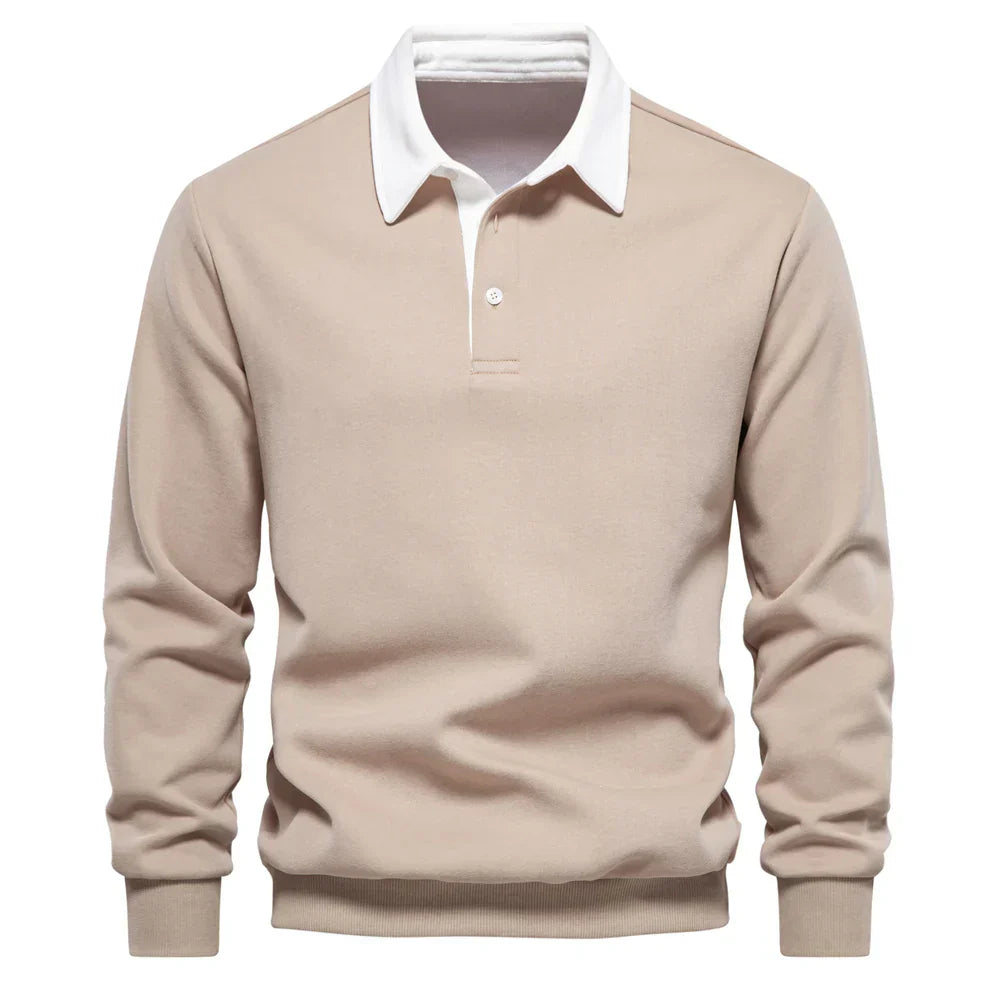 Mens Cotton Polo Sweater Navy Blue