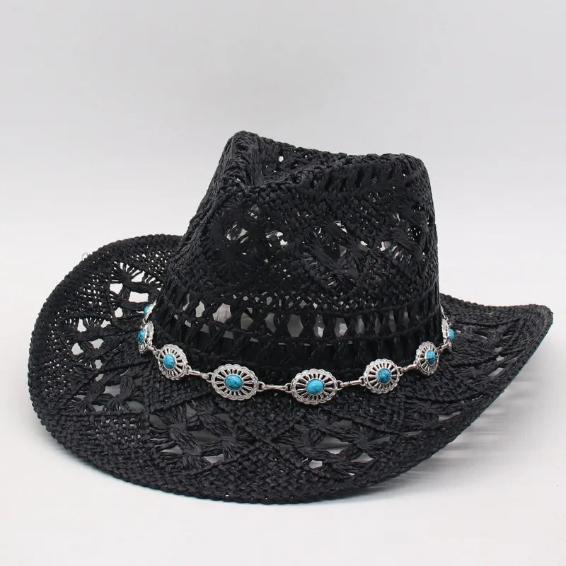 Classic Western Hat with Earthy Brown Beads