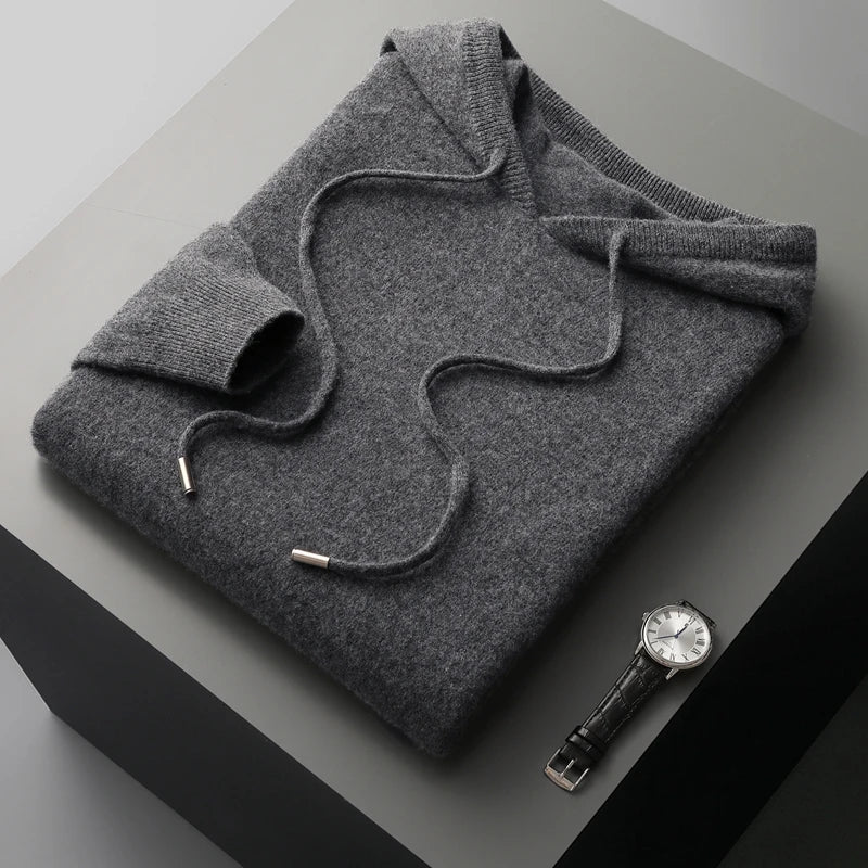 Men's Merino Wool Hoodie Lightweight Warm Beige