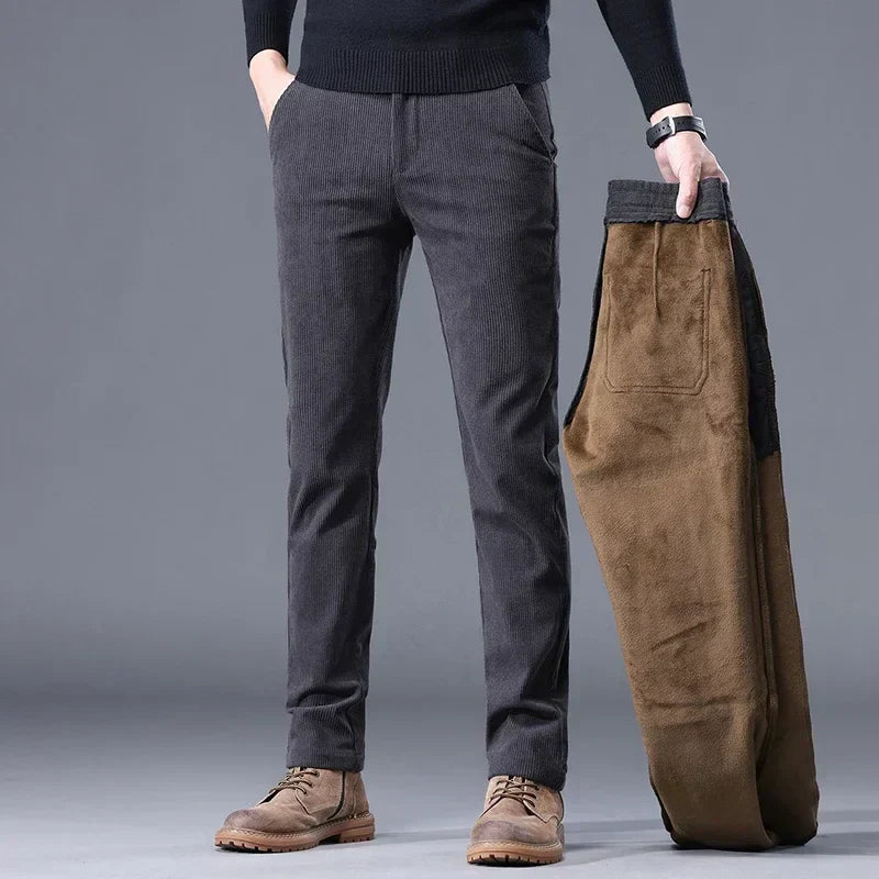Men's Cozy Fleece Work Pants Regular Fit Design - OutfitLondon