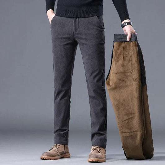 Men's Cozy Fleece Work Pants Regular Fit Design - OutfitLondon