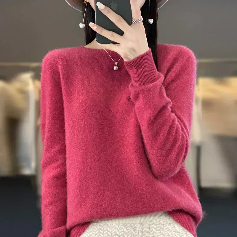 Premium Women's Merino Wool Crew Neck Sweater