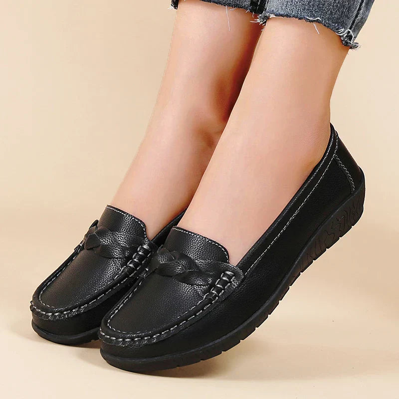 Genuine Leather Mens Slip On Loafers Big Size - OutfitLondon