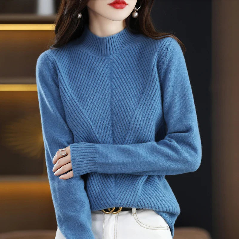 Cozy Ladies Cable Knit Pullover Sweater