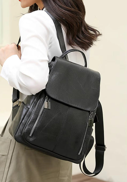 Secure Women's Leather Backpack