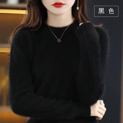 Cozy Ladies Classic Crew Neck Cashmere Sweater