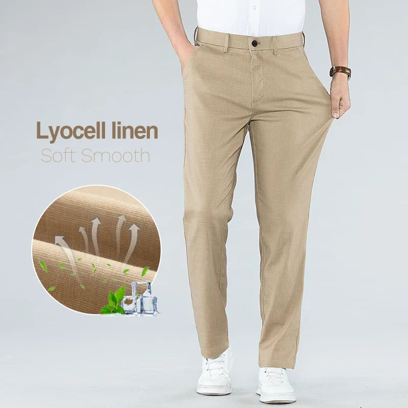 Breathable Soft Linen Straight Leg Pants - OutfitLondon