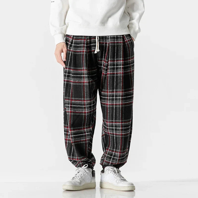 Men's Plaid Sweatpants Soft Breathable Adjustable Waist