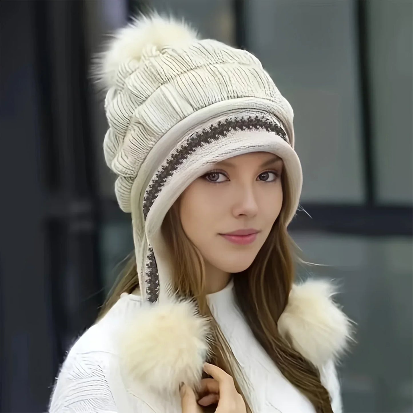 Soft Synthetic Fur Cold Weather Beanie Hat