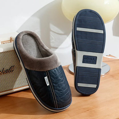 Comfortable Men's Cozy Fleece Slippers with Hard Wearing Soles
