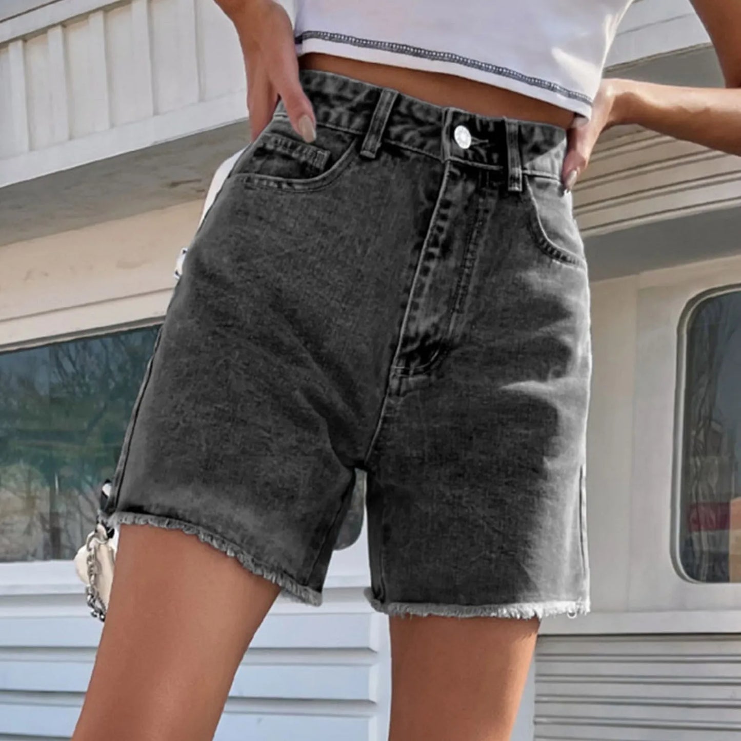 Relaxed Fit Casual Mid Length Jeans Shorts