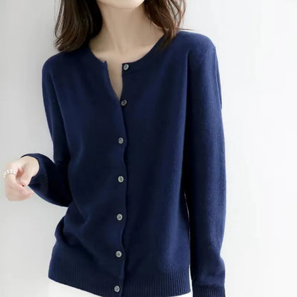 Warm Women's Crew Neck Cardigan Sweater