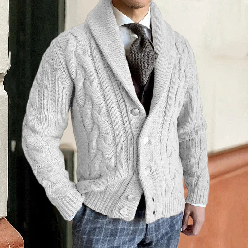 Men's Wool Cardigan Soft Knit Full Button Tailored Fit