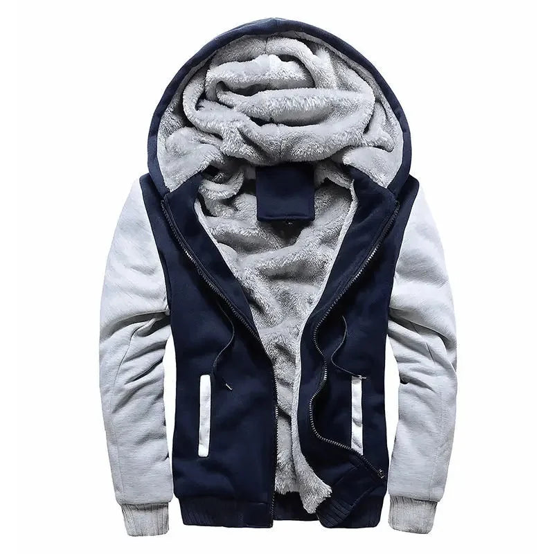 Warm Hooded Quilted Fleece Coat