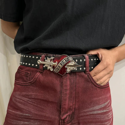 Women's Studded Denim Belt Adjustable Waist 28-36