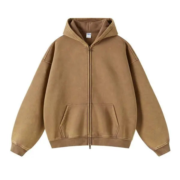 Trendy Ripped Full Zip Hooded Jacket