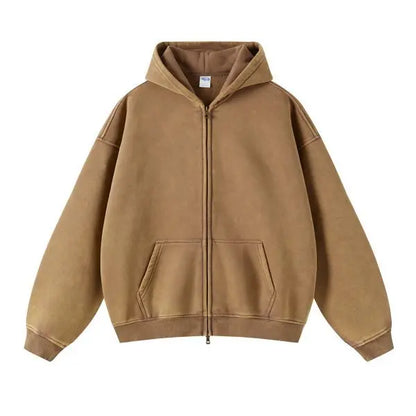 Trendy Ripped Full Zip Hooded Jacket