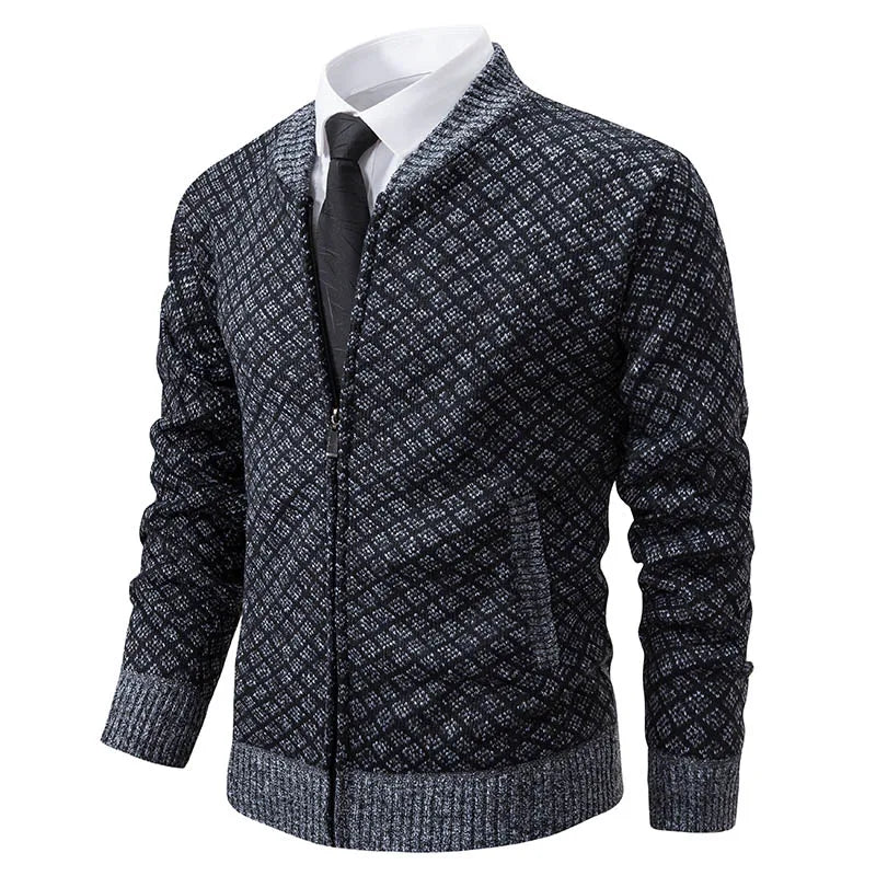 OutfitLondon Men's Cardigan Jacket Tailored Fit Full Zip - OutfitLondon