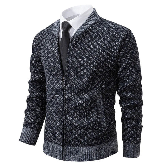 OutfitLondon Men's Cardigan Jacket Tailored Fit Full Zip - OutfitLondon
