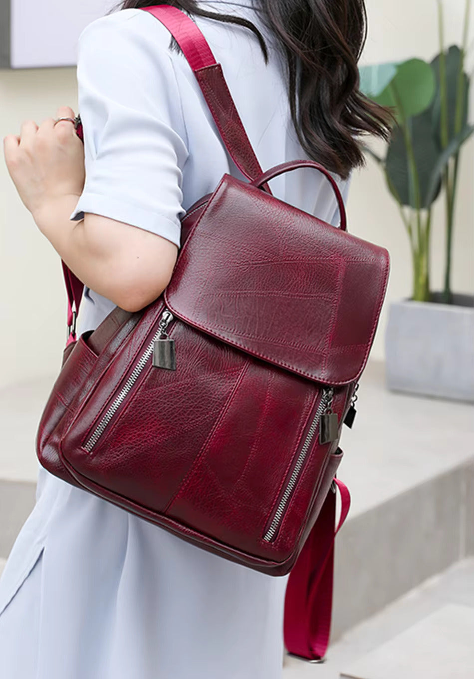 Secure Women's Leather Backpack