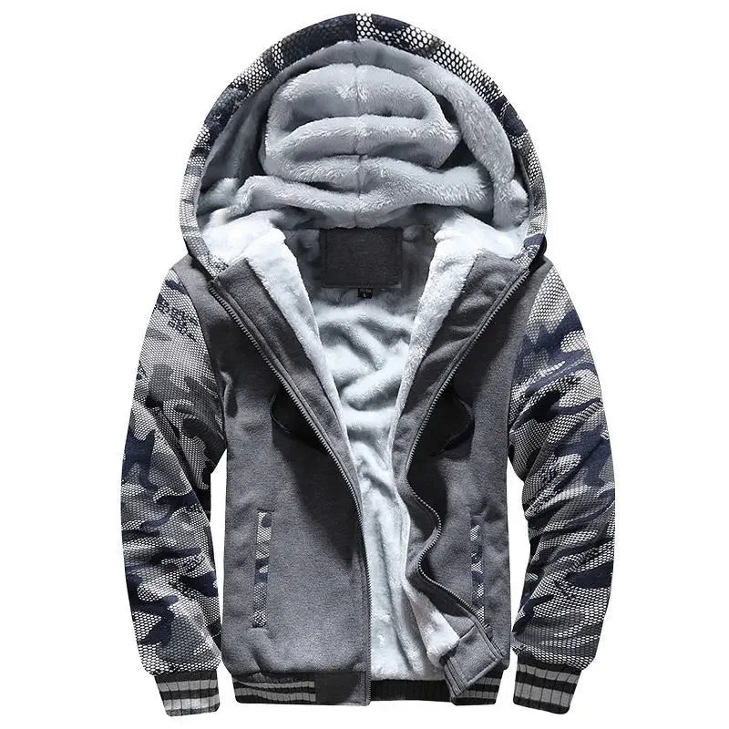 Warm Hooded Quilted Fleece Coat