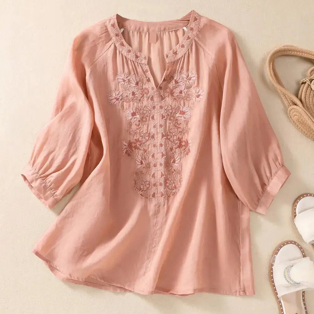 Delicate Floral Loose Fit Summer Blouse