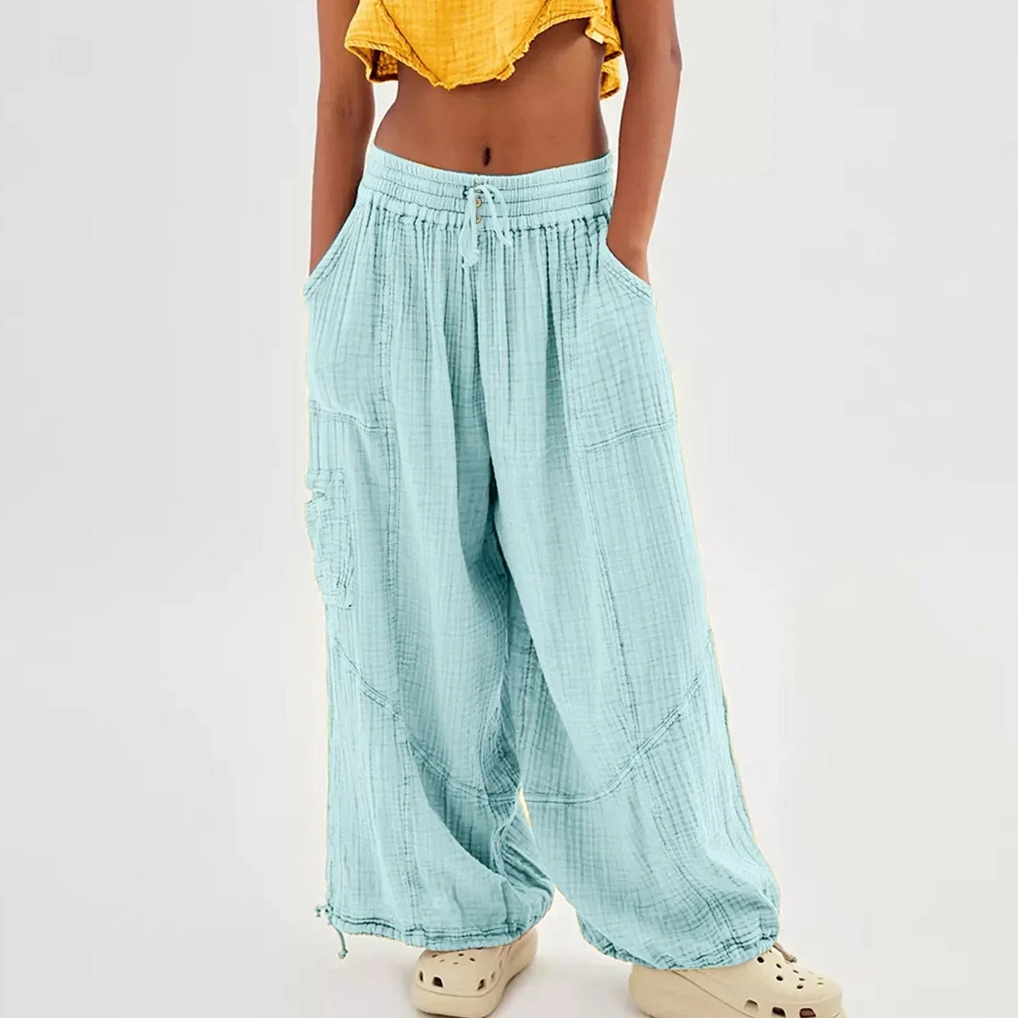 Comfortable Loose Fit Beach Pants with Pockets