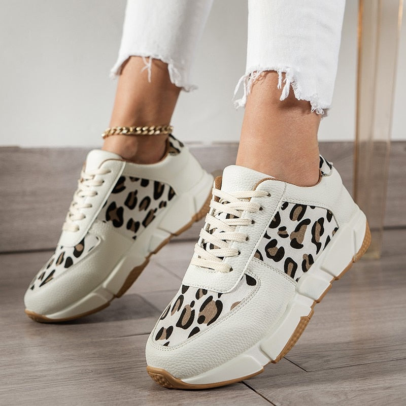 Soft Leopard Athletic High Top Sneakers - OutfitLondon