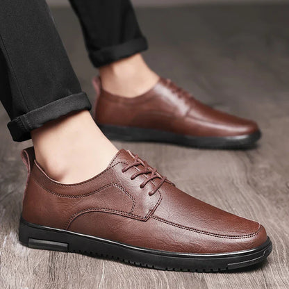 Brown Real Leather Oxford Shoes