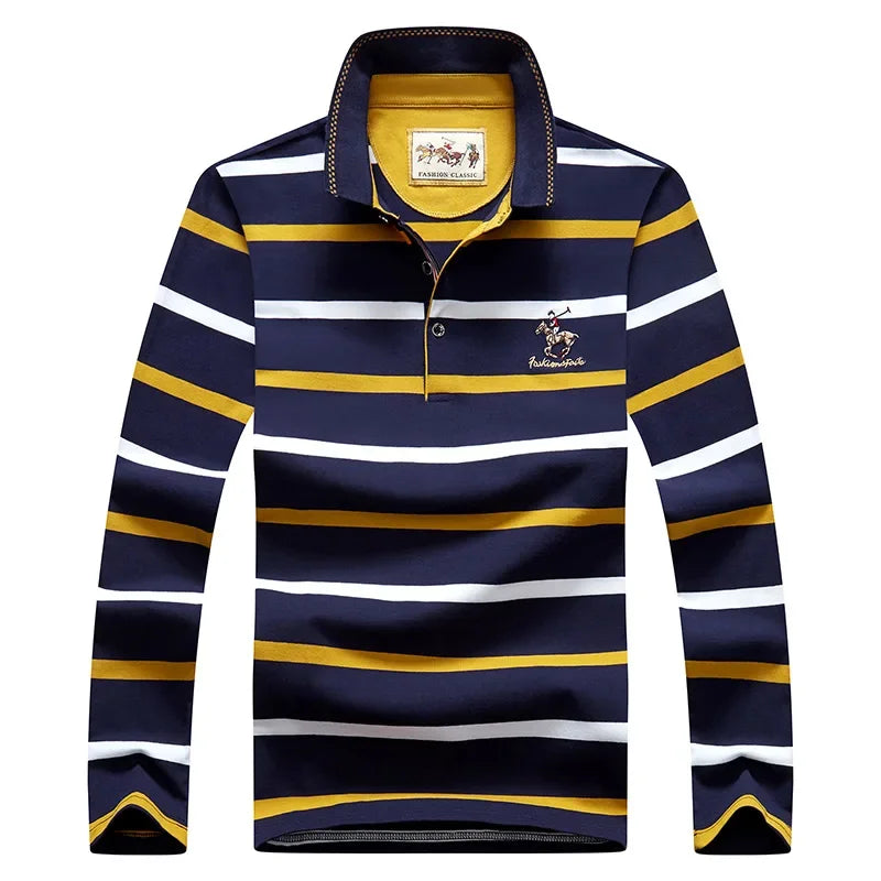 Traditional Casual Horizontal Stripe Polo Shirt