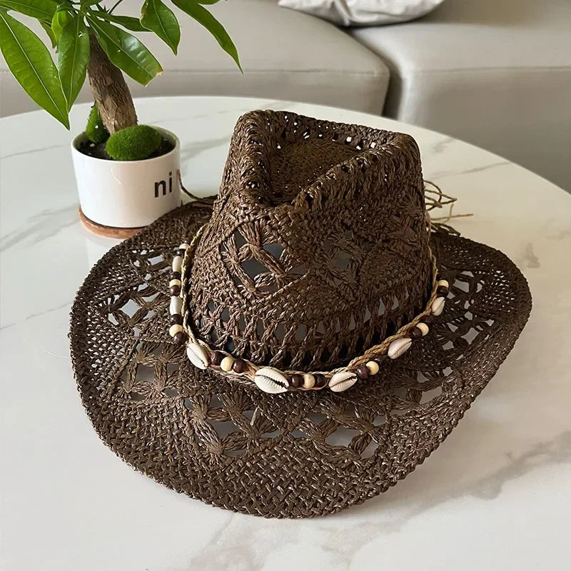 Classic Western Hat with Earthy Brown Beads