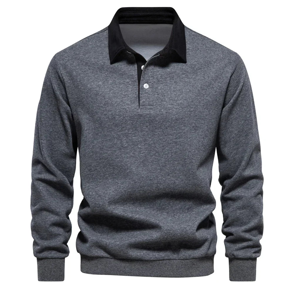 Mens Cotton Polo Sweater Navy Blue