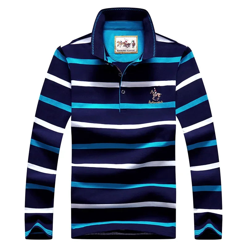 Traditional Casual Horizontal Stripe Polo Shirt