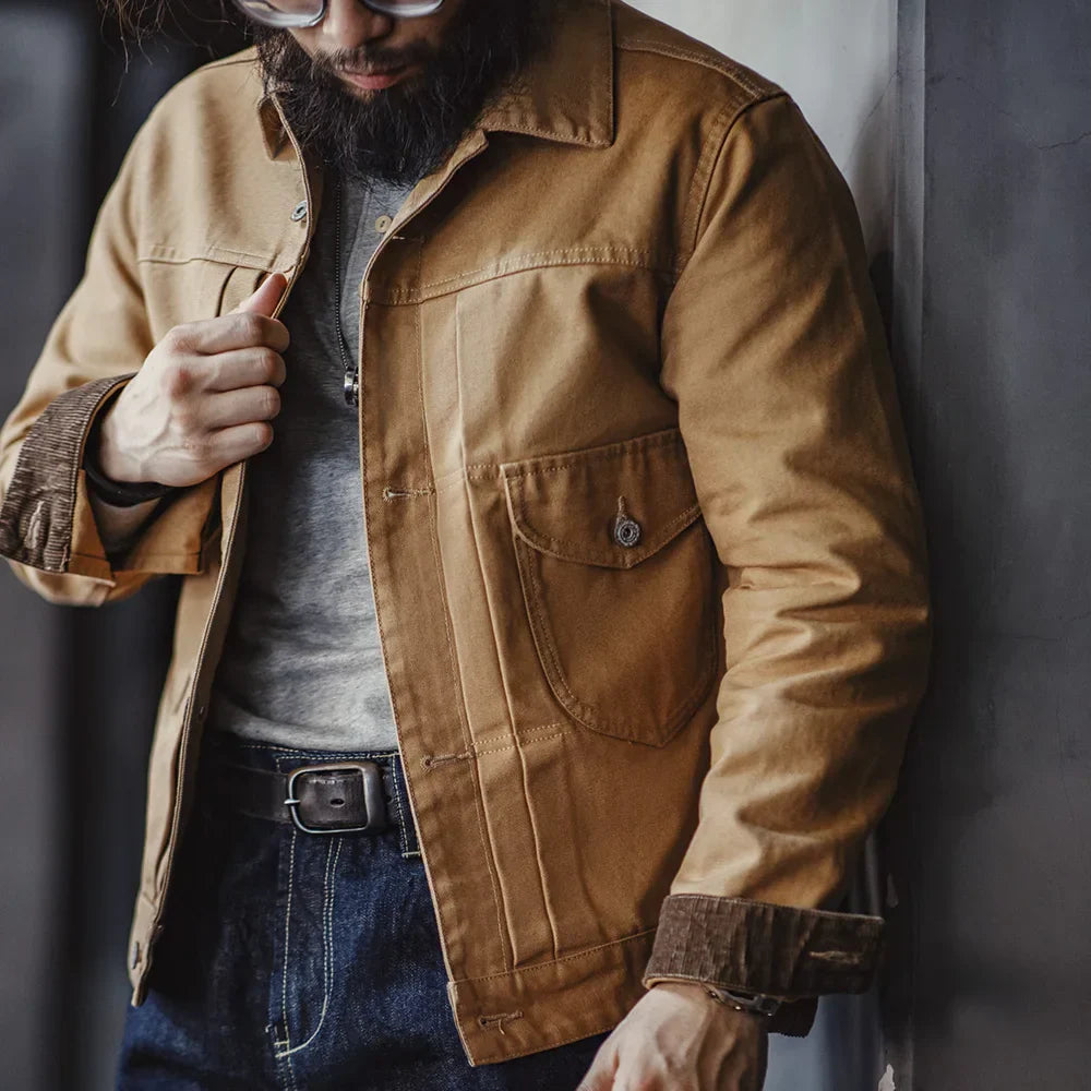 Rugged Tan Canvas Jacket - OutfitLondon