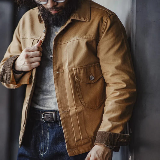 Rugged Tan Canvas Jacket - OutfitLondon
