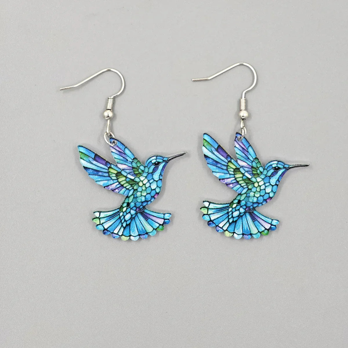 Stained Glass Hummingbird Earrings