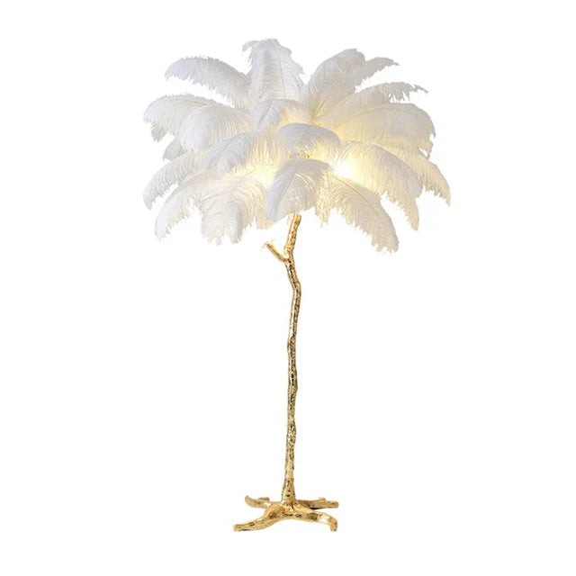Elegant Metal Feather Standing Lamp