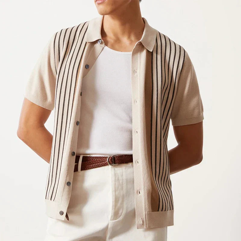 Casual Breathable Striped Polo Shirt for Men