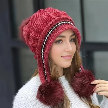 Soft Synthetic Fur Cold Weather Beanie Hat